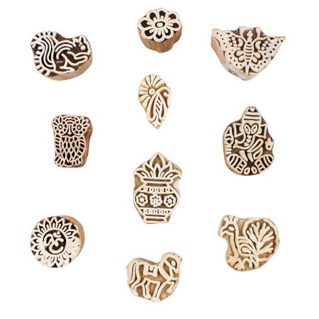 Set of 10 Piece New Mix Wooden Printing Block